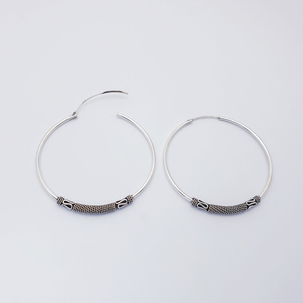 Sterling Silver Indo 4.5 cm Hoops