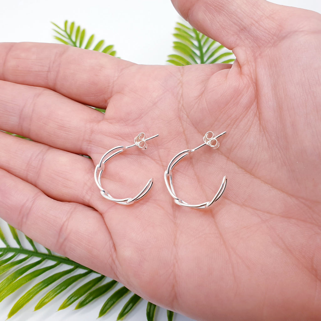 Sterling Silver Curb Link 1.8 cm Half Hoops