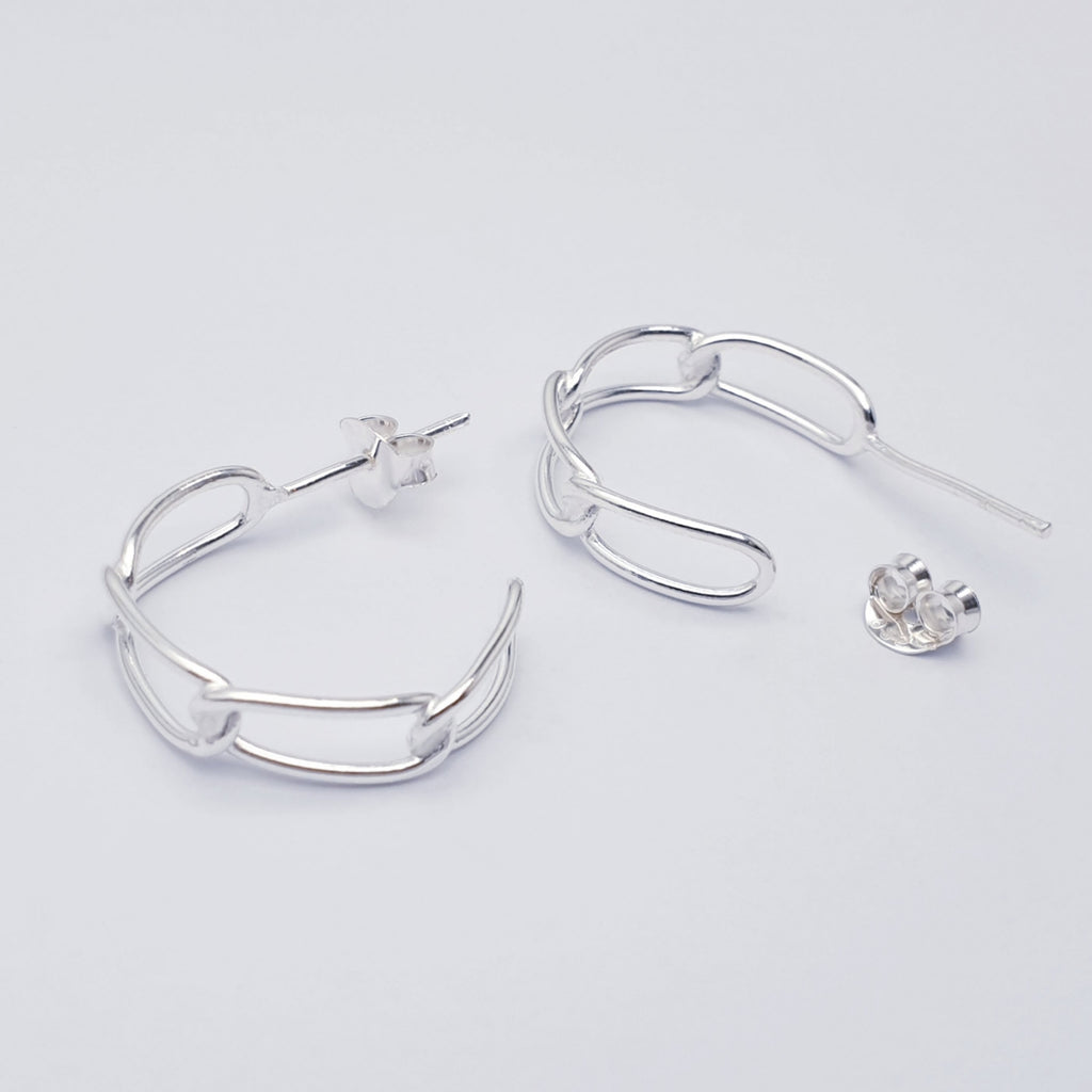 Sterling Silver Curb Link 1.8 cm Half Hoops