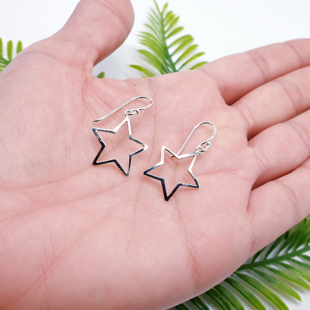 Sterling Silver Open Star Earrings