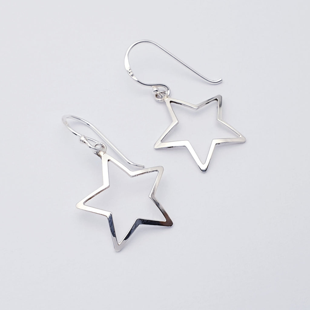 Sterling Silver Open Star Earrings