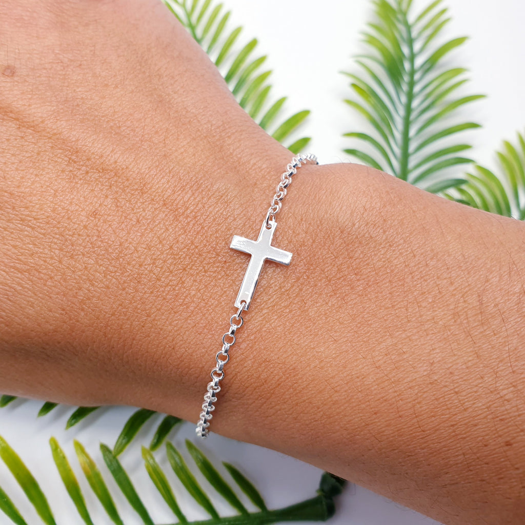 Sterling Silver Cross Bracelet