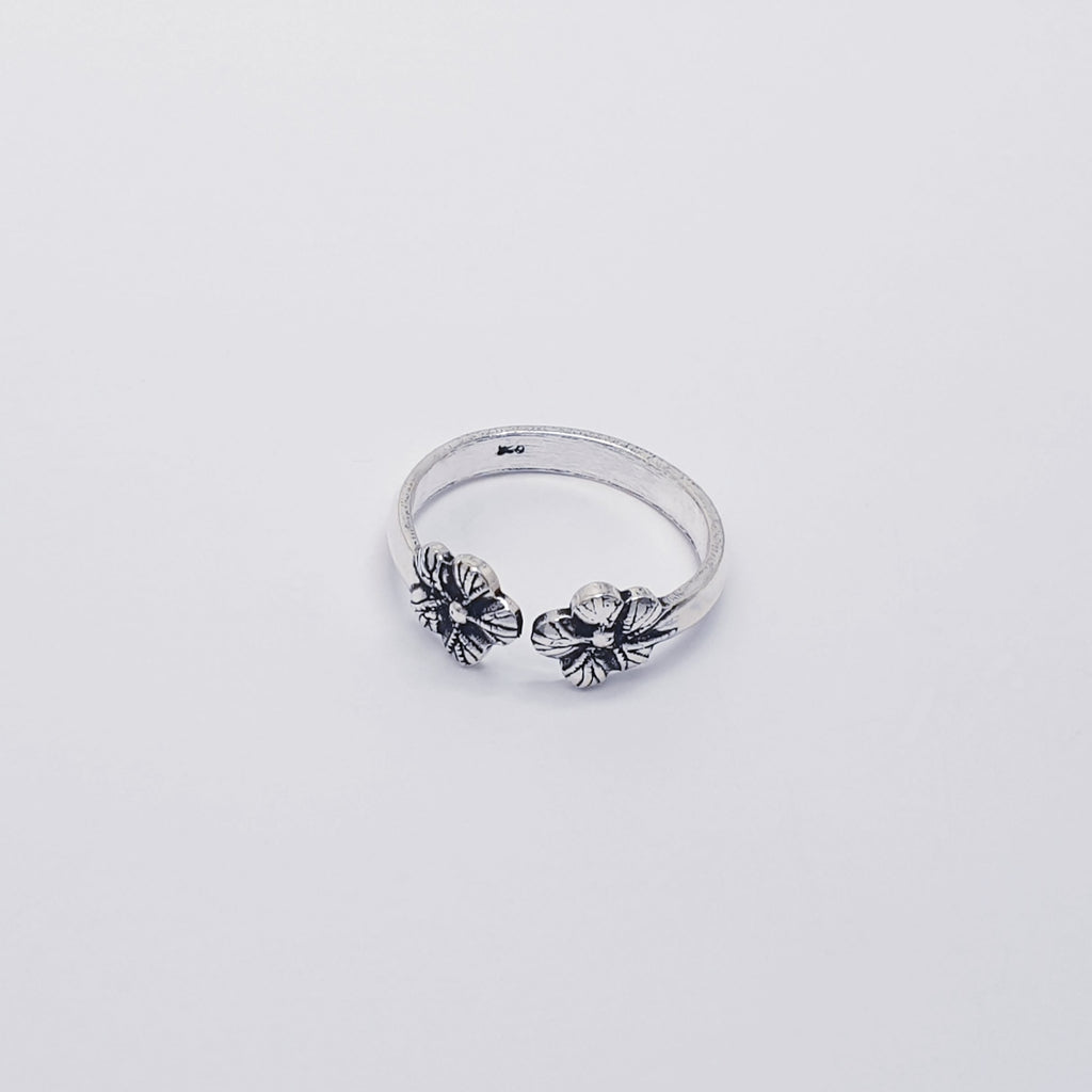 Sterling Silver Double Flower Toe Ring