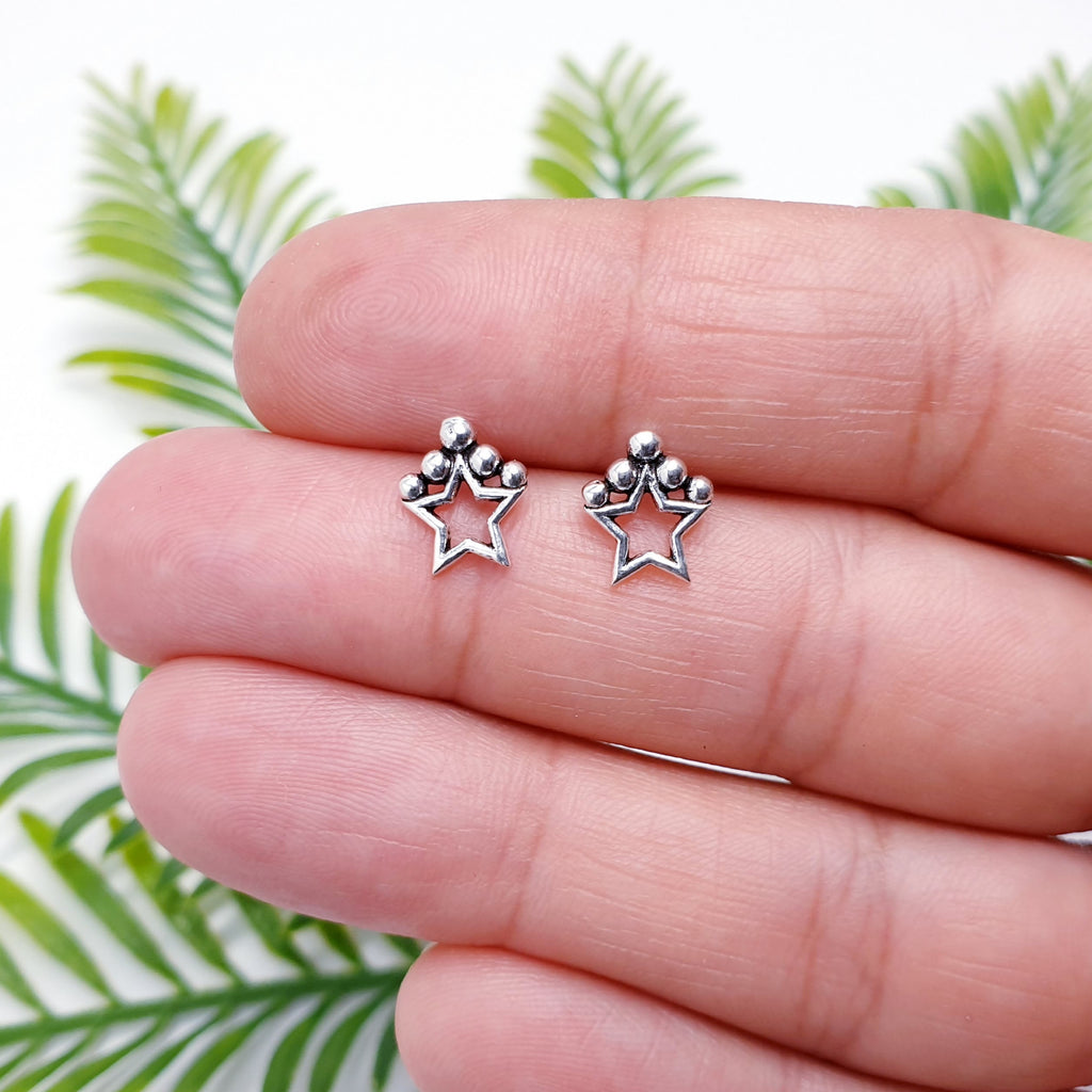 Sterling Silver Oxidised Star Studs