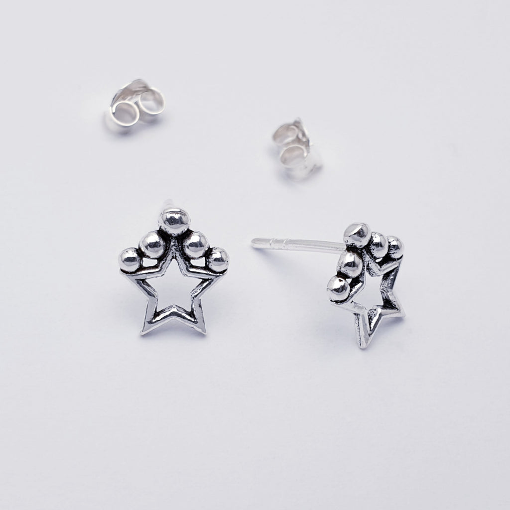Sterling Silver Oxidised Star Studs