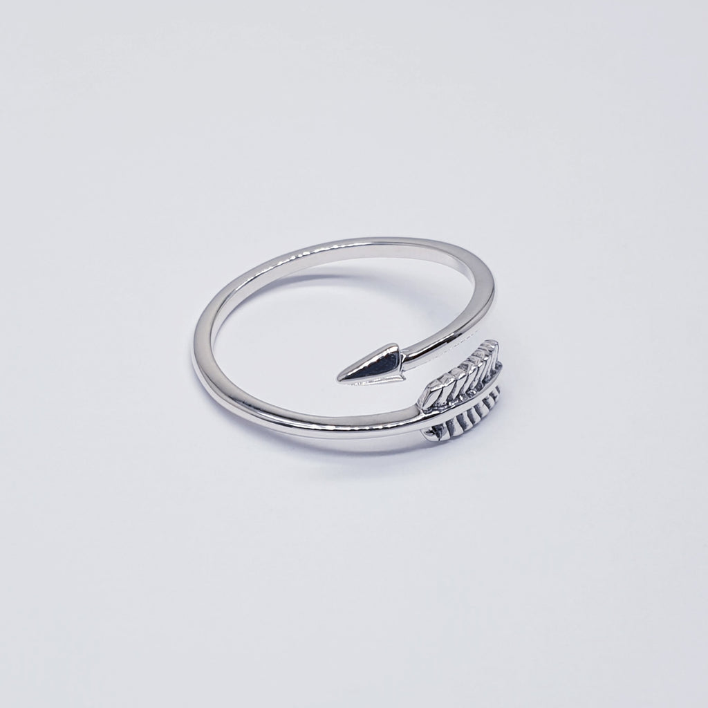 Sterling Silver Feathered Arrow Adjustable Ring