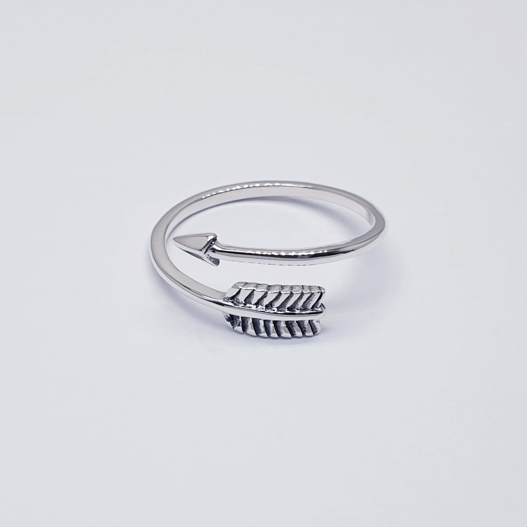 Sterling Silver Feathered Arrow Adjustable Ring