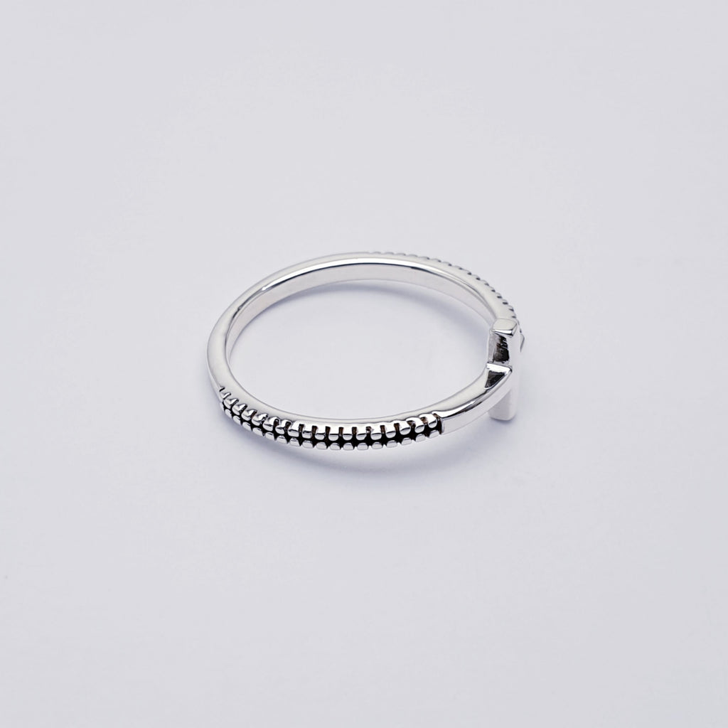 Sterling Silver Oxidised Cross Ring