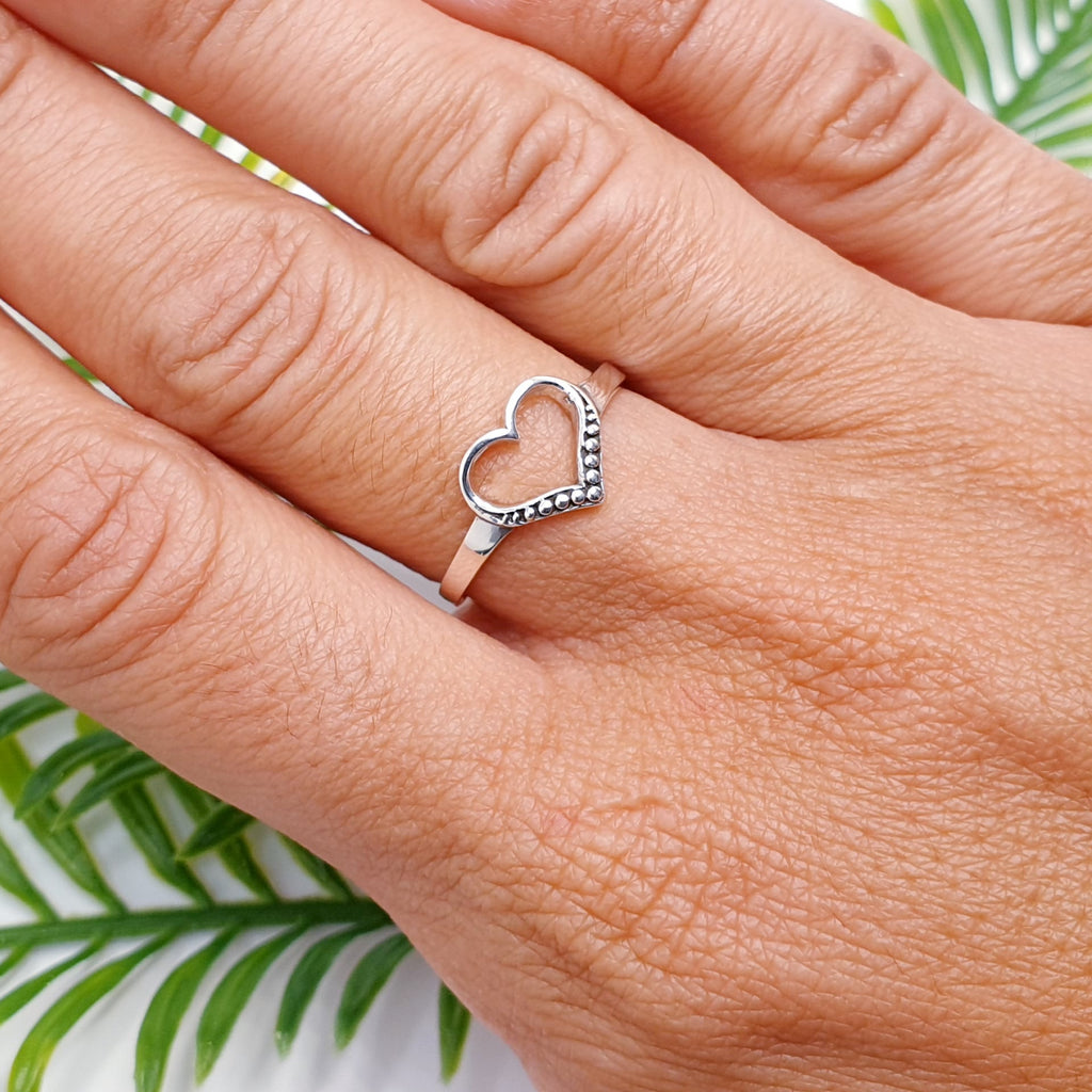 Sterling Silver Oxidised Heart Ring