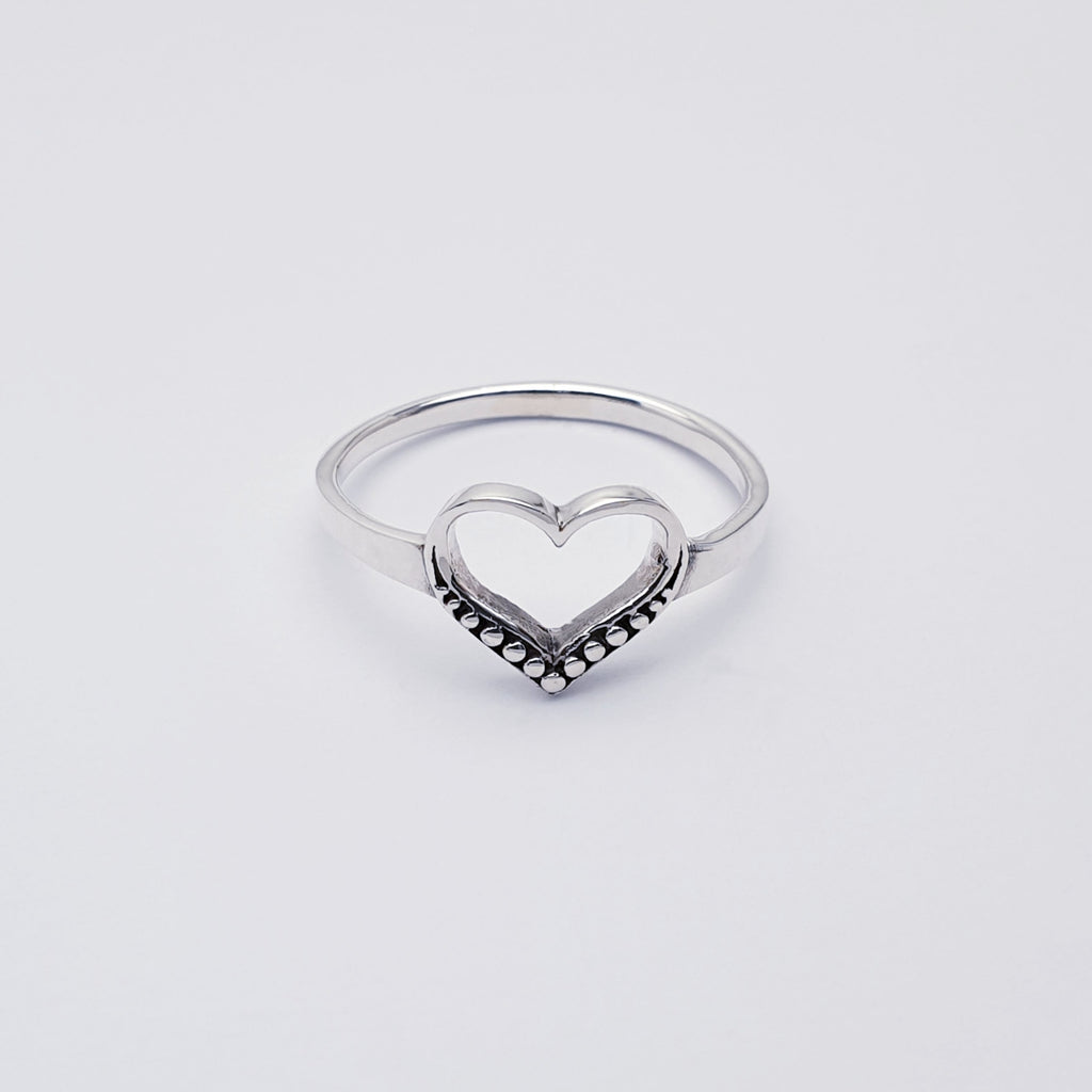 Sterling Silver Oxidised Heart Ring