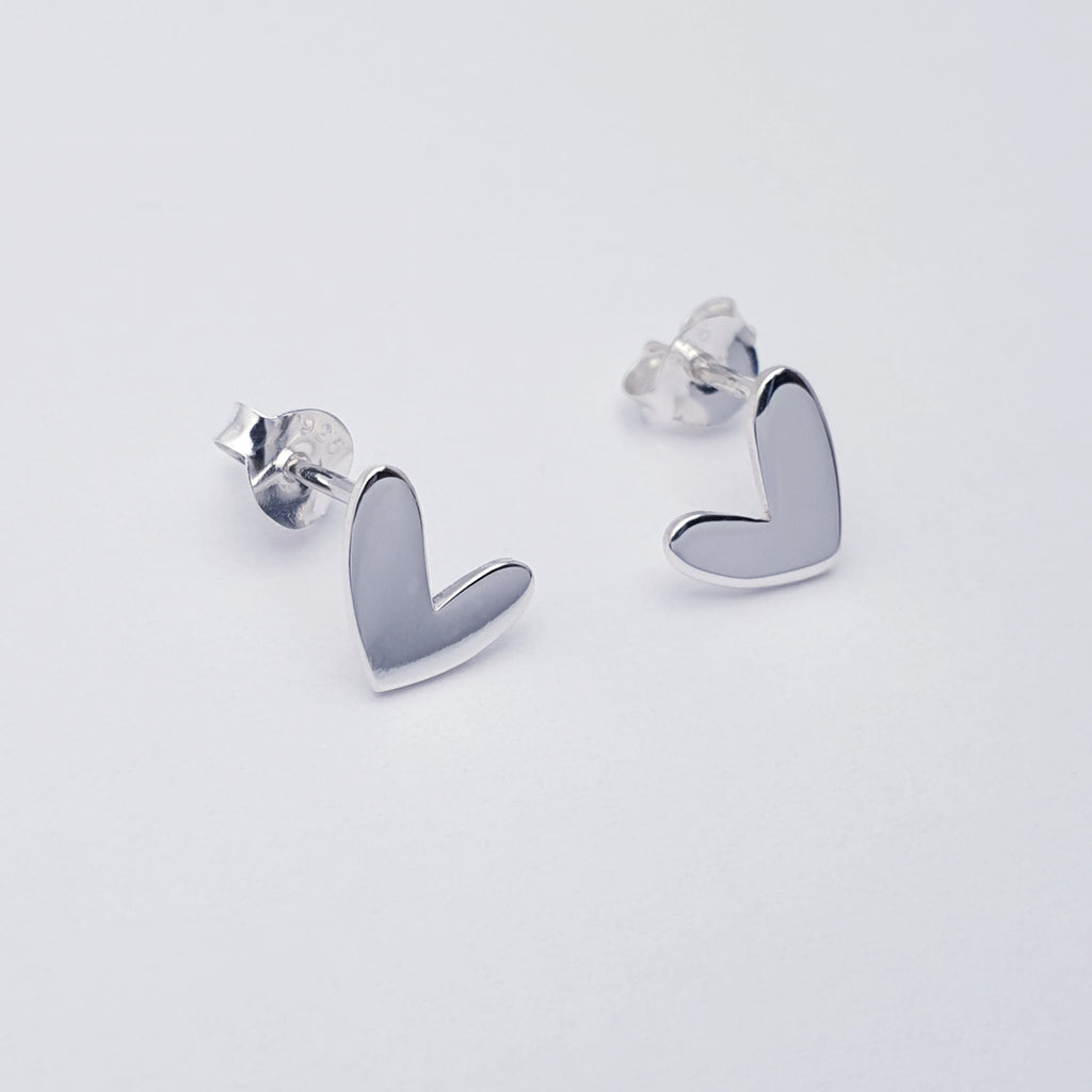 Sterling Silver Love Heart Studs