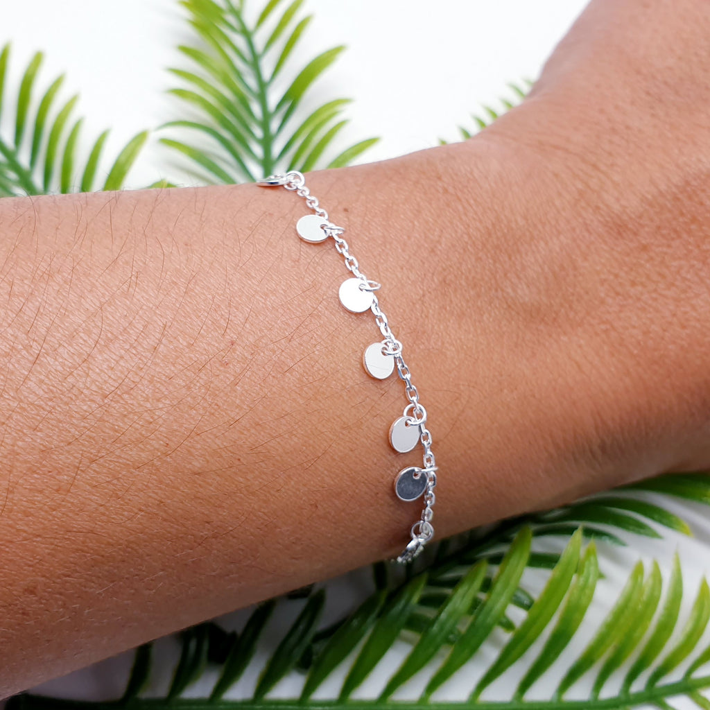 Sterling Silver Simple Disc Bracelet