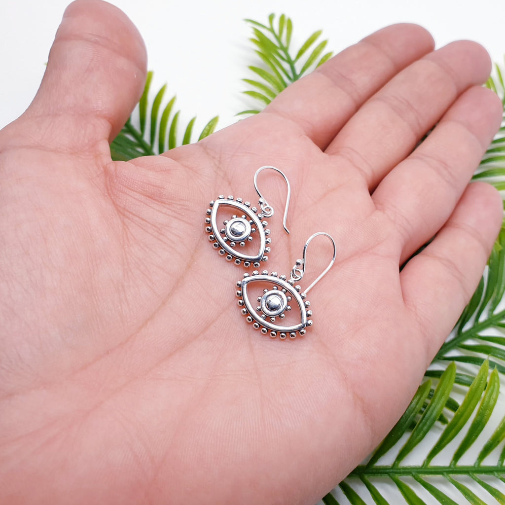 Sterling Silver Boho Eye Earrings