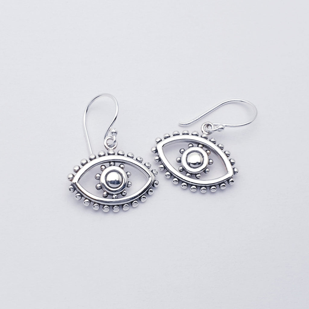 Sterling Silver Boho Eye Earrings