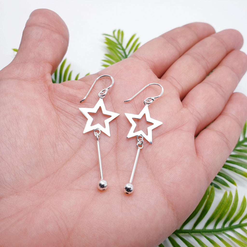 Sterling Silver Star and Ball Earrings