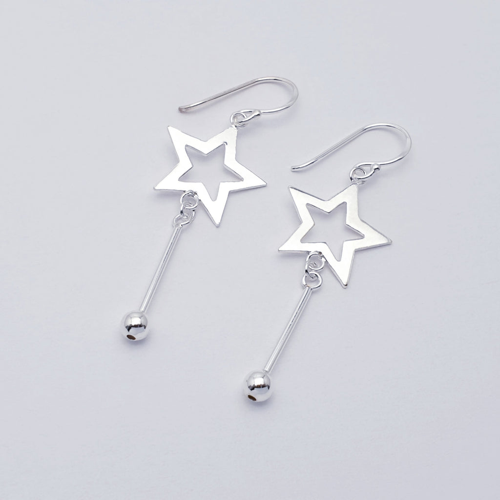 Sterling Silver Star and Ball Earrings