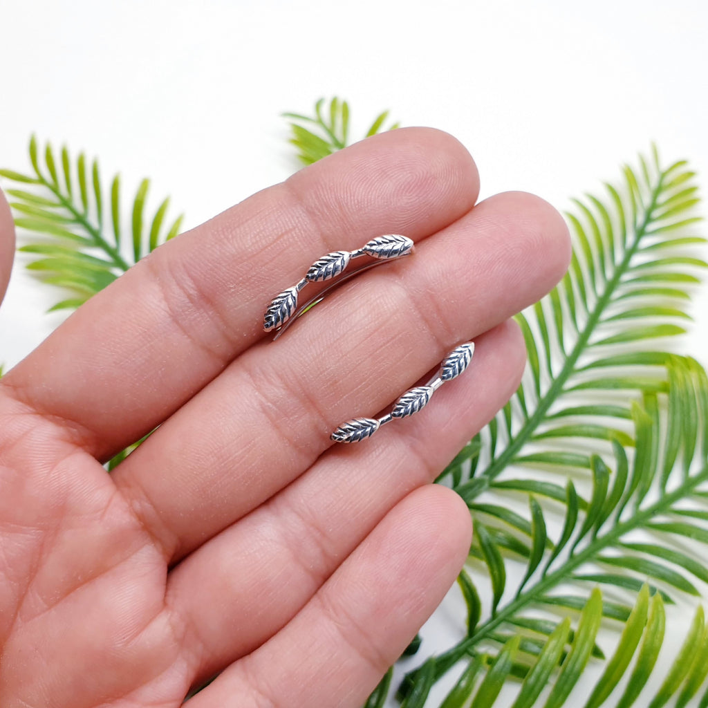 Sterling Silver Triple Leaf Ear Climbers