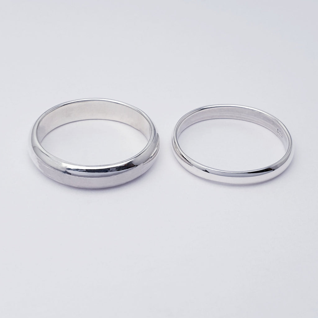 Sterling Silver Simple D Shape Band 2.5mm or 4mm Thick