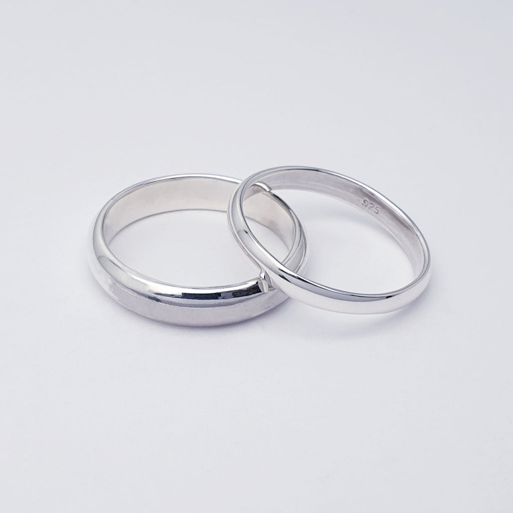 Sterling Silver Simple D Shape Band 2.5mm or 4mm Thick