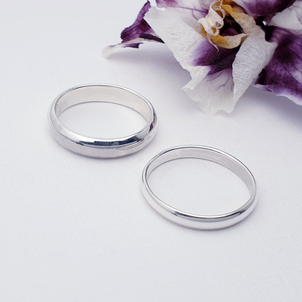 Sterling Silver Simple D Shape Band 2.5mm or 4mm Thick