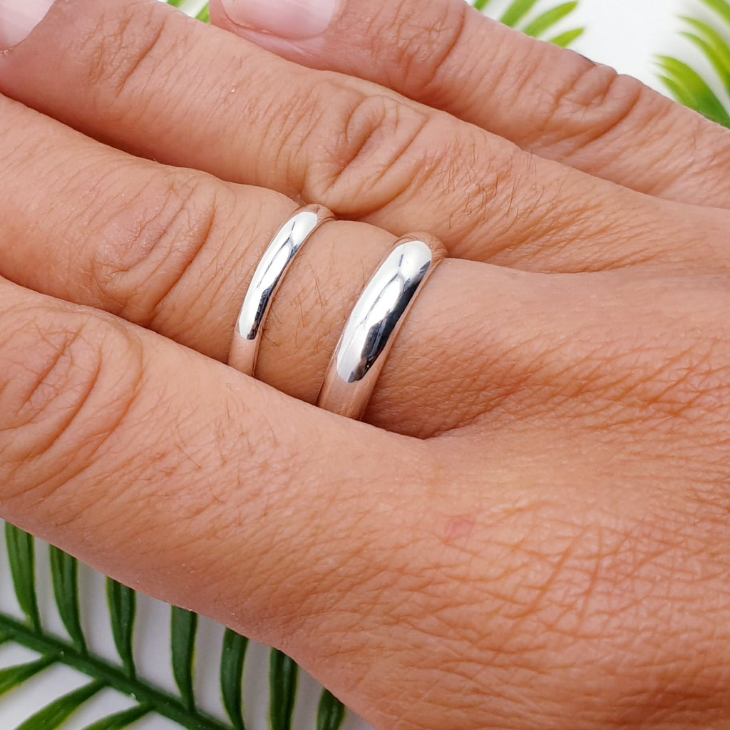 Sterling Silver Simple D Shape Band 2.5mm or 4mm Thick