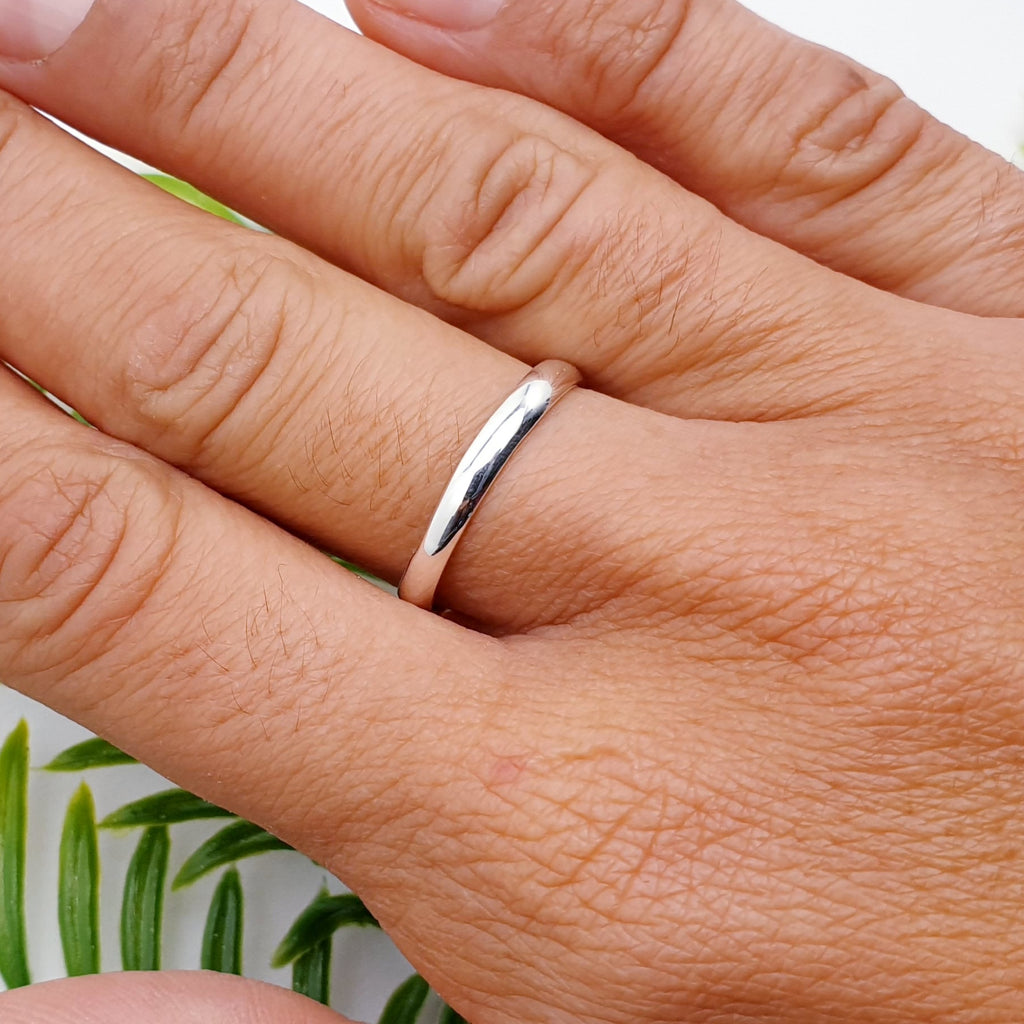 Sterling Silver Simple D Shape Band 2.5mm or 4mm Thick