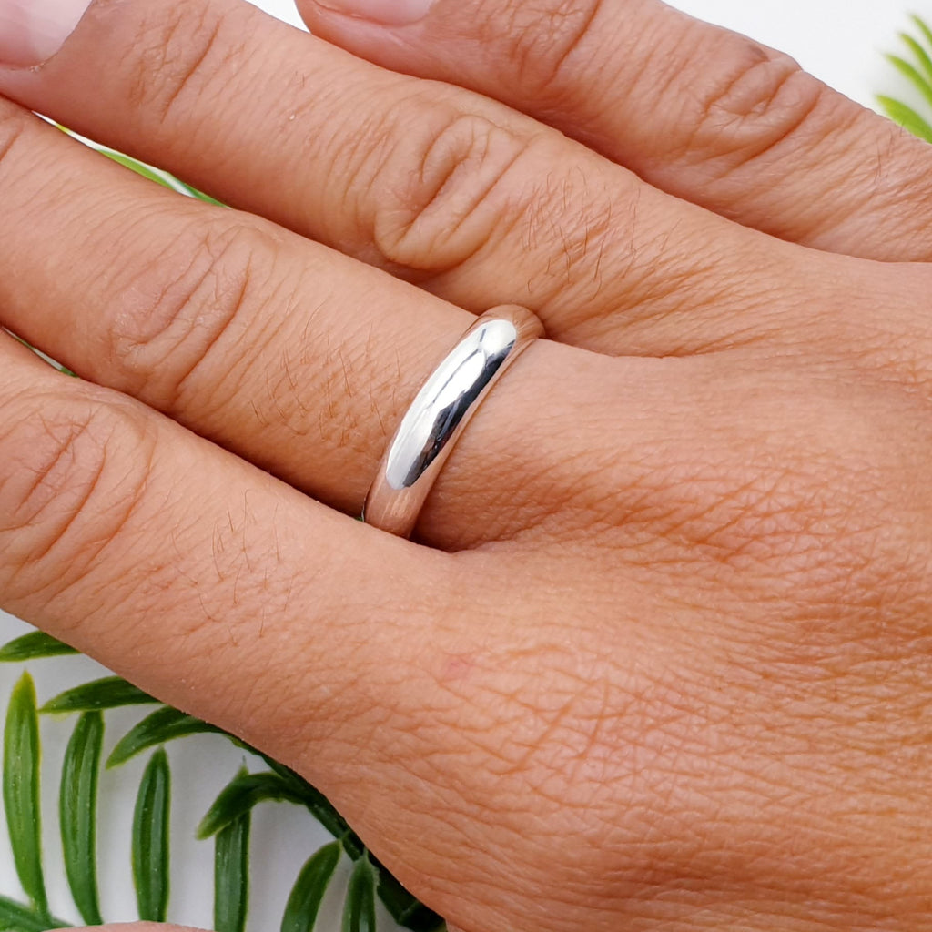 Sterling Silver Simple D Shape Band 2.5mm or 4mm Thick