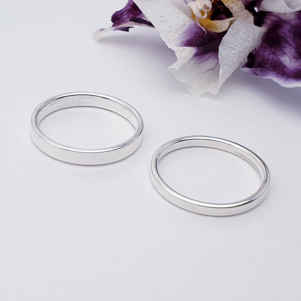Sterling Silver Simple Flat Band Ring 2mm or 3mm Thick