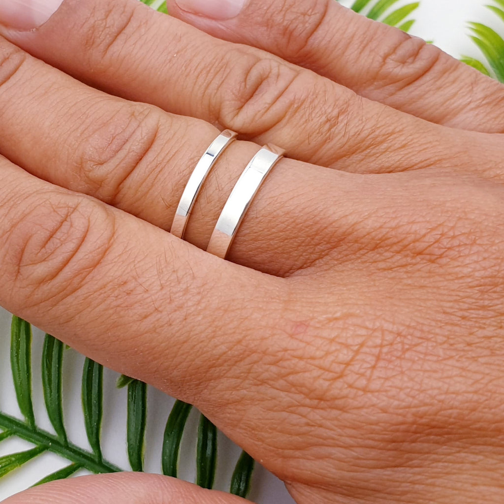 Sterling Silver Simple Flat Band Ring 2mm or 3mm Thick