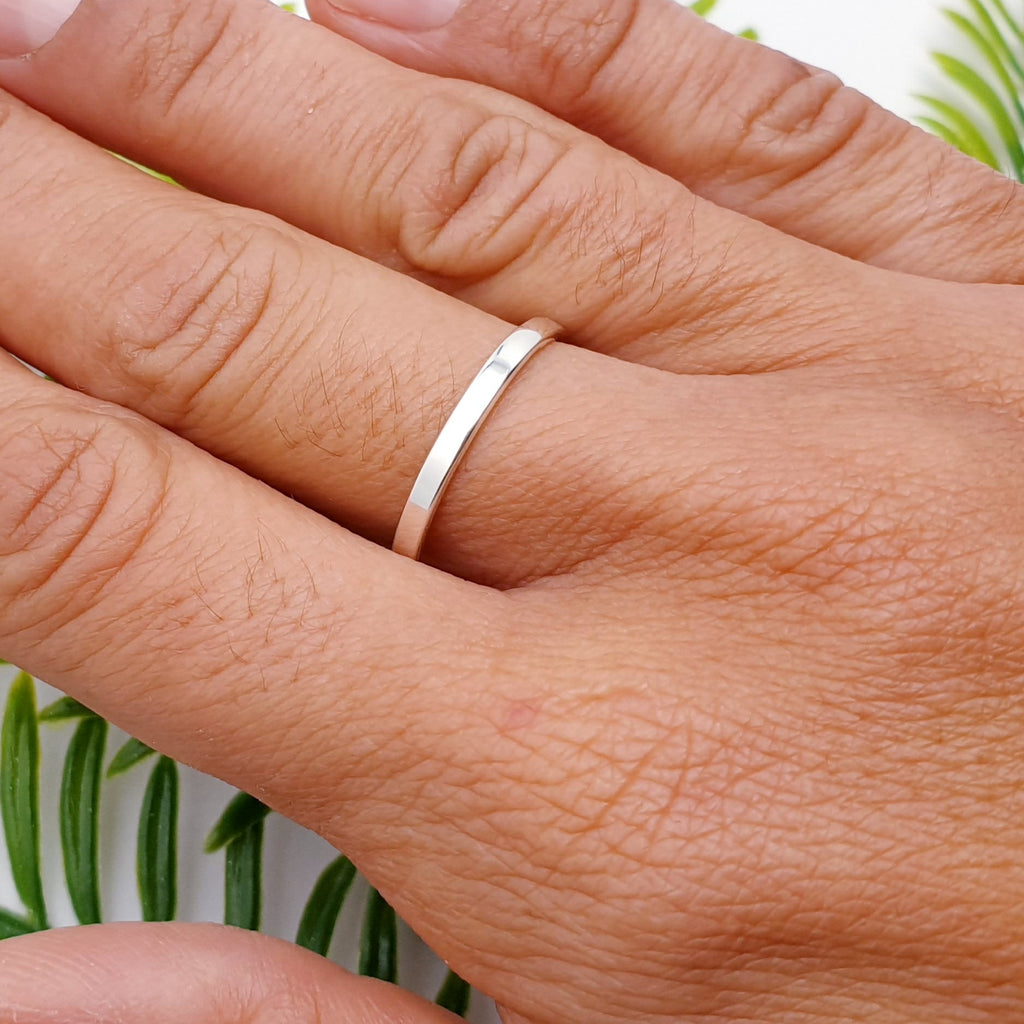 Sterling Silver Simple Flat Band Ring 2mm or 3mm Thick