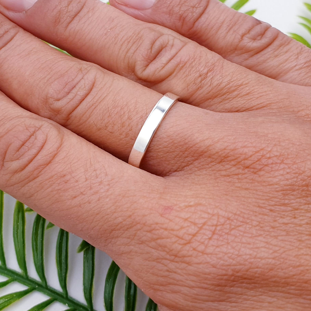 Sterling Silver Simple Flat Band Ring 2mm or 3mm Thick