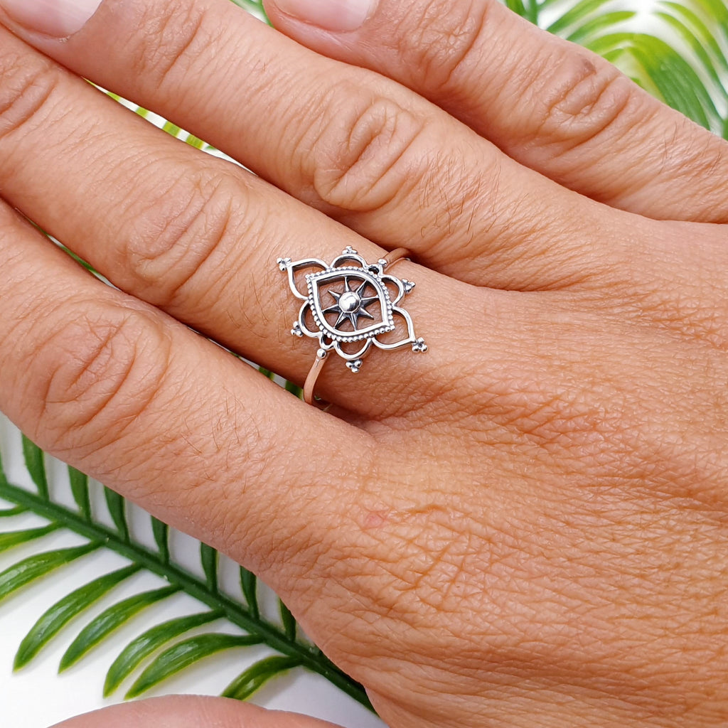 Sterling Silver Inner Peace Mandala Ring