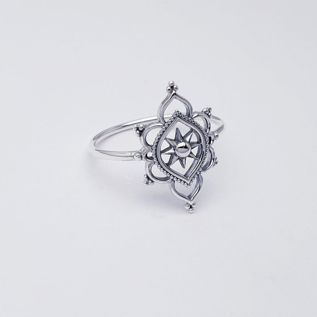 Sterling Silver Inner Peace Mandala Ring