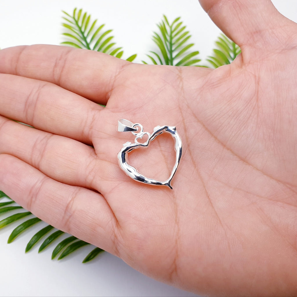 Sterling Silver Lovers Heart Pendant
