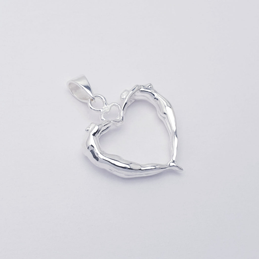 Sterling Silver Lovers Heart Pendant