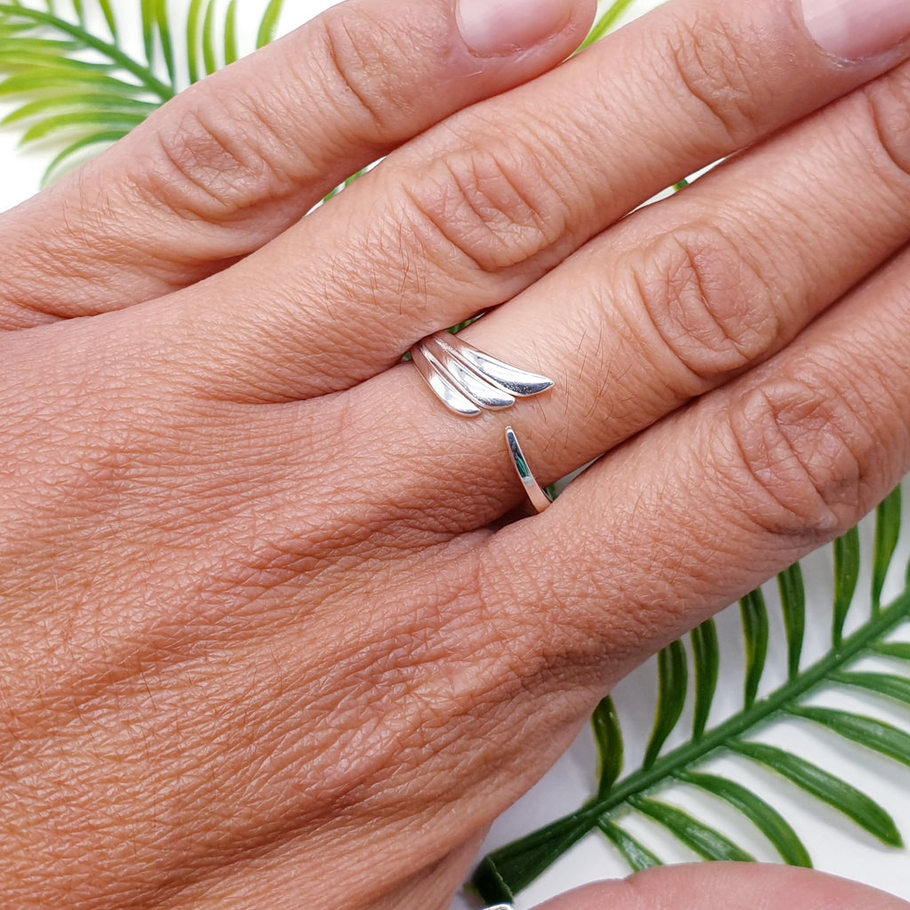 elegant sterling silver bird wing ring