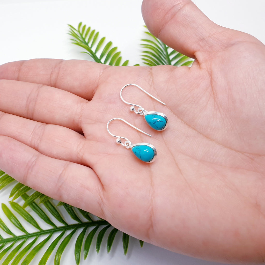 Turquoise Sterling Silver Teardrop Earrings