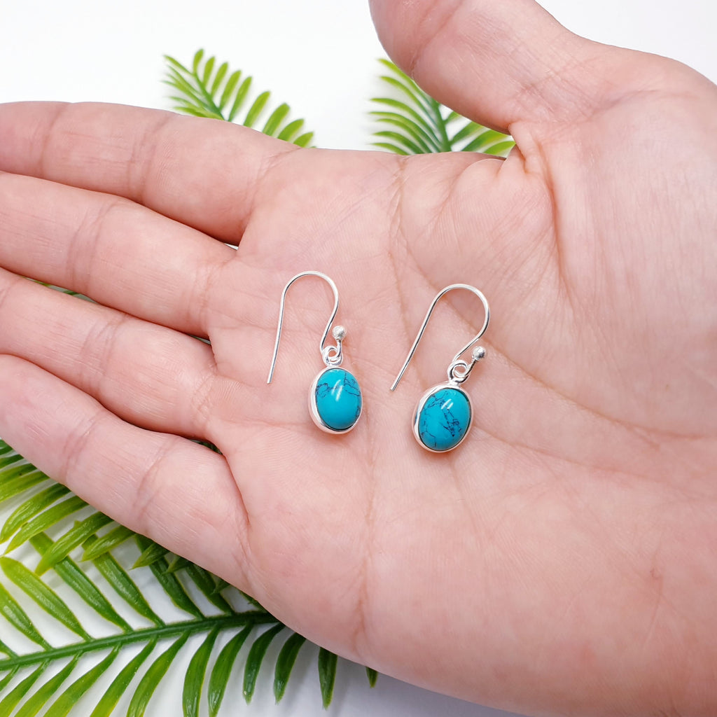 Turquoise Sterling Silver Oval Earrings