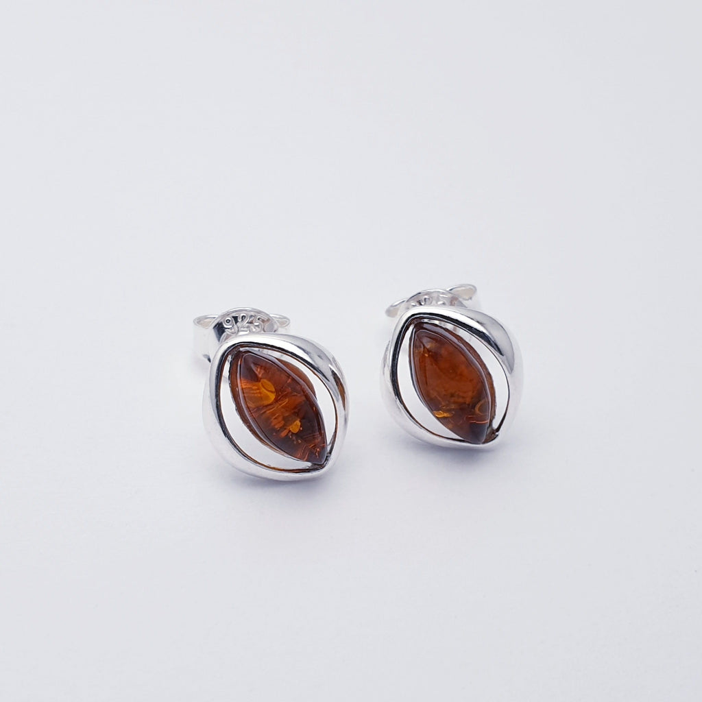 Toffee Amber Sterling Silver Seed Studs