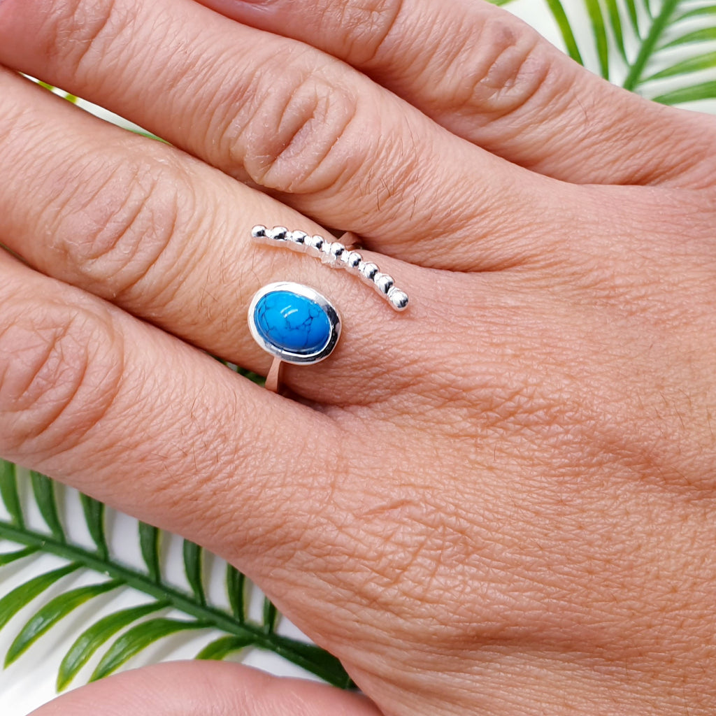 Turquoise Sterling Silver Bubble Open Ring