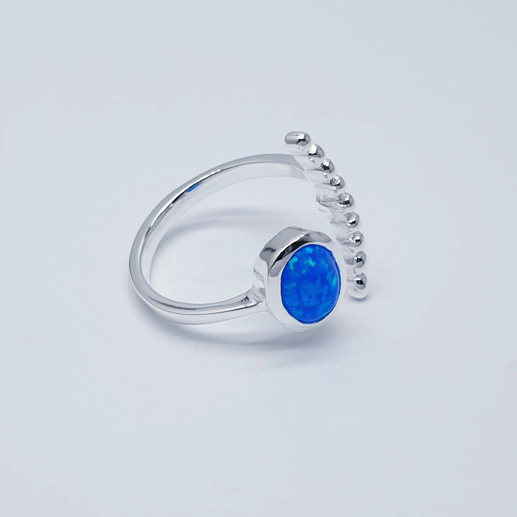 Reconstituted Opal Sterling Silver Bubble Open Ring