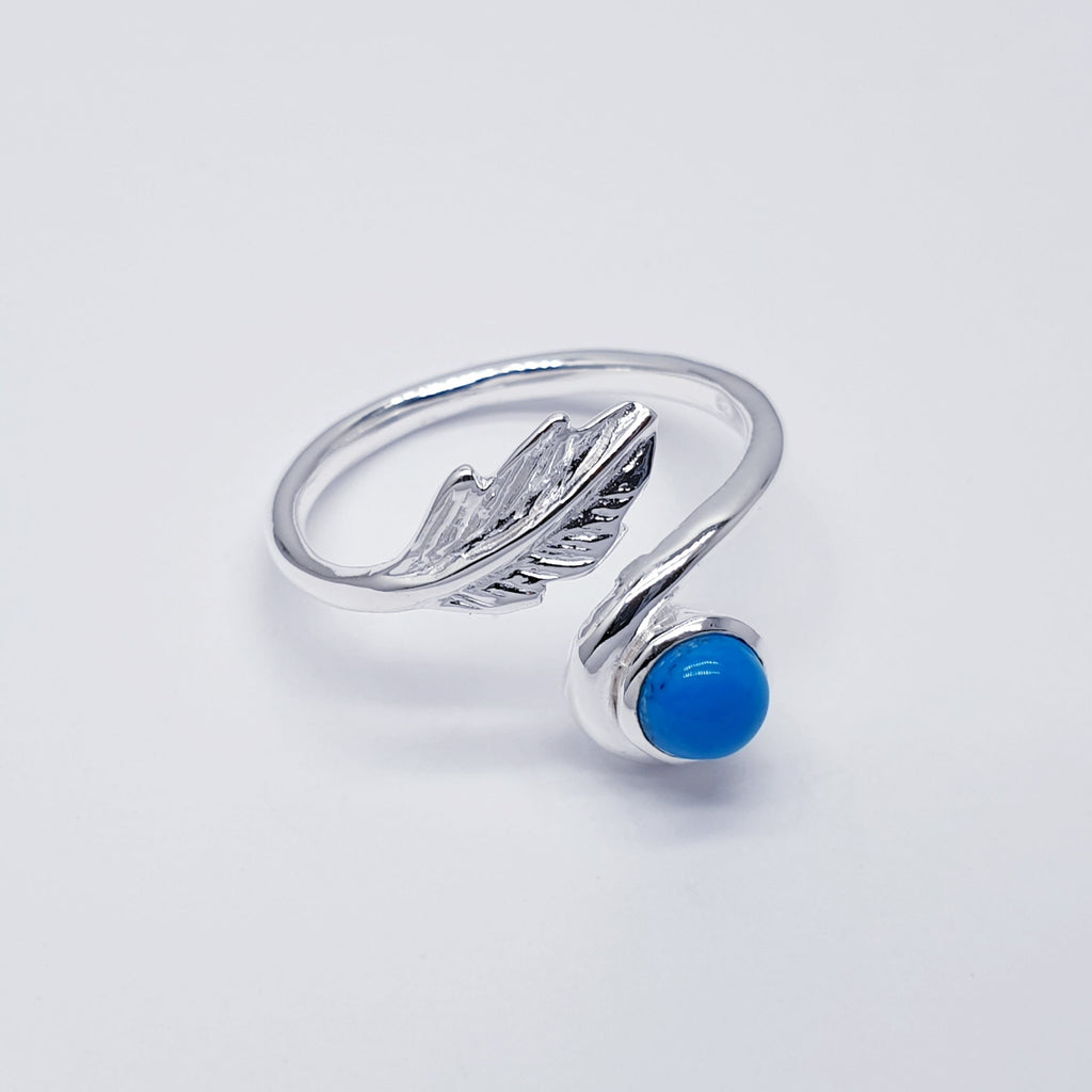 Turquoise Sterling Silver Leaf Ring