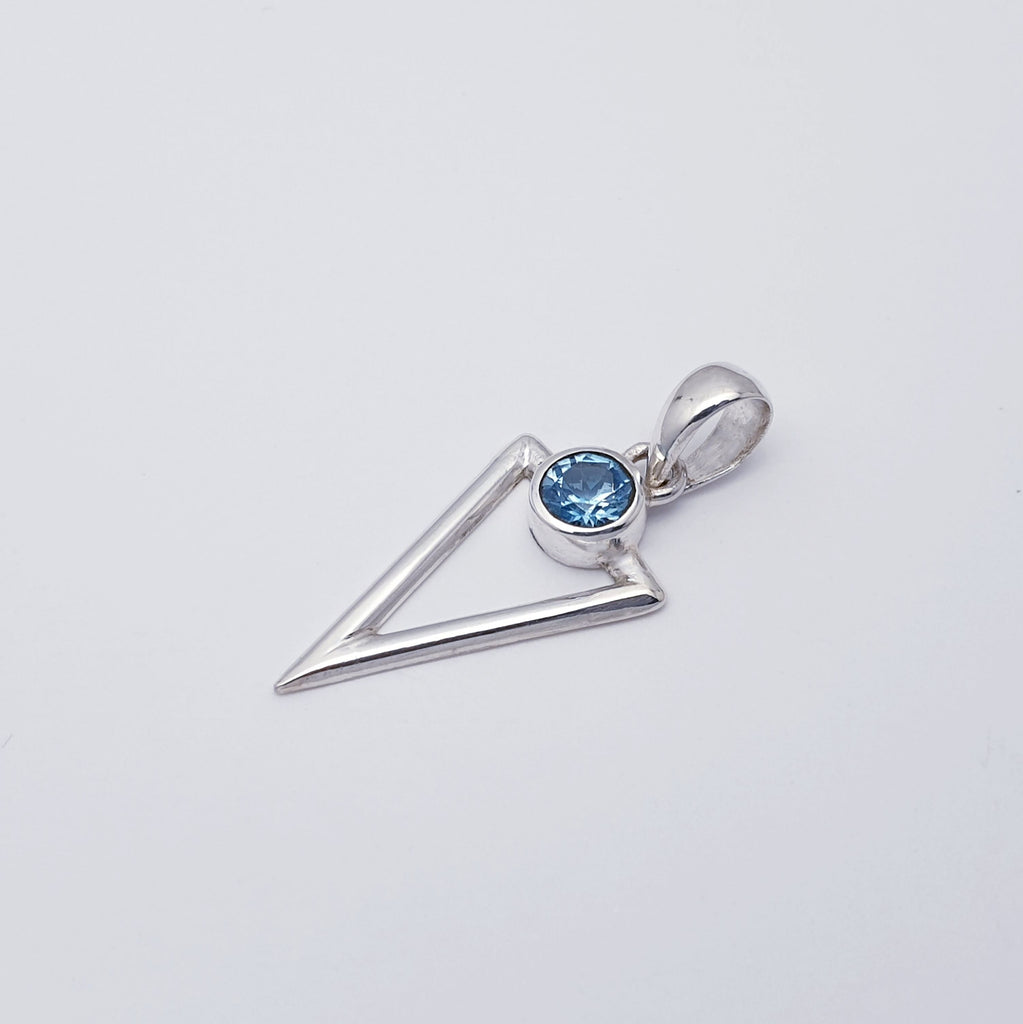 Blue Topaz Sterling Silver Acute Triangle Pendant
