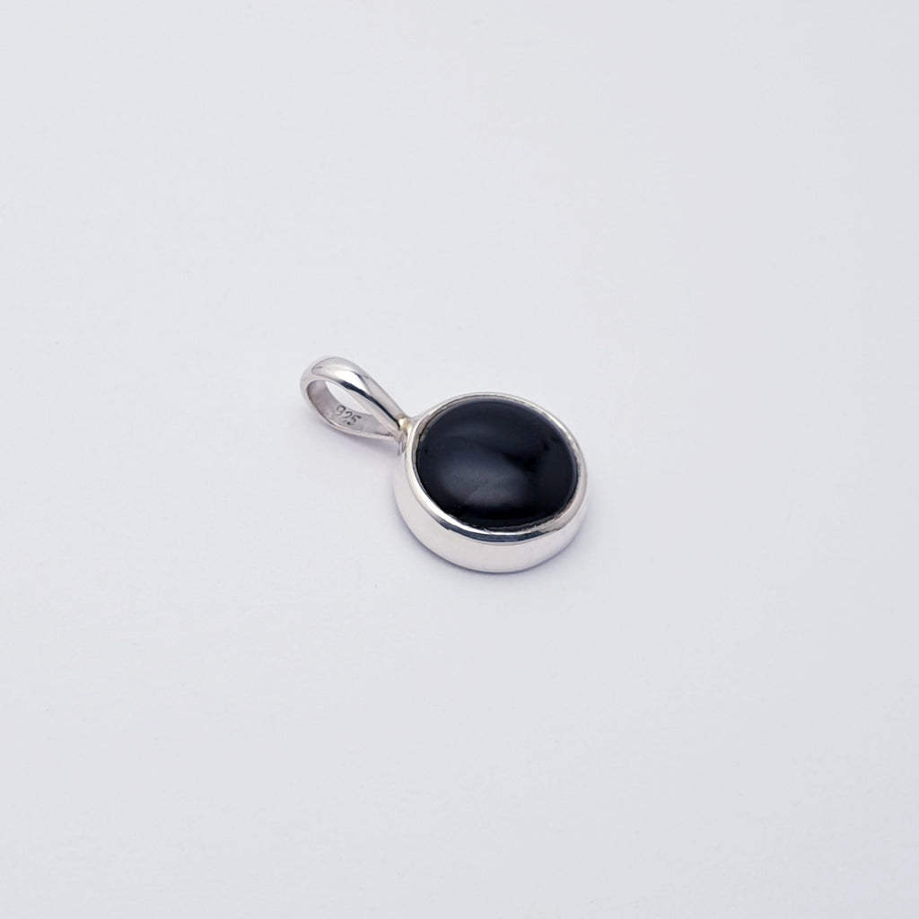 Onyx Sterling Silver Small Simple Round Pendant