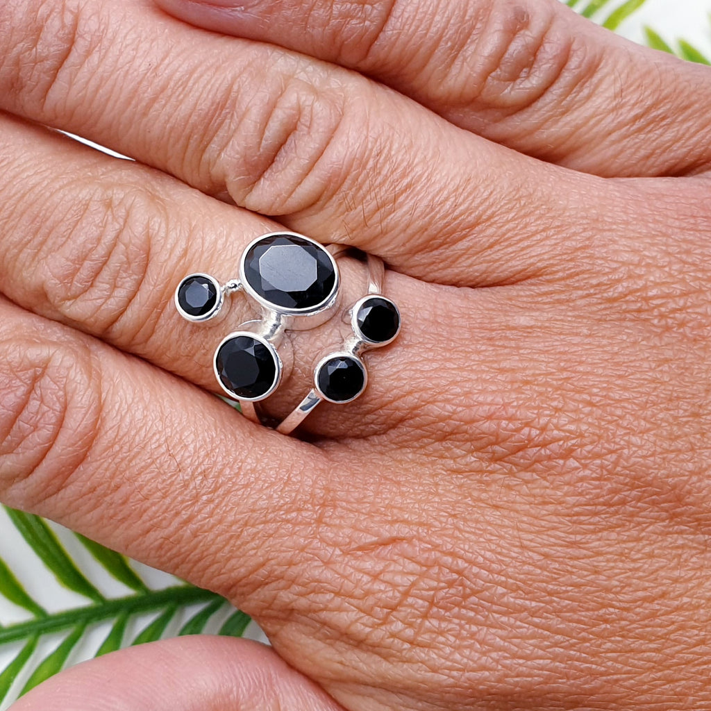 Onyx Sterling Silver Huella Ring - Size P