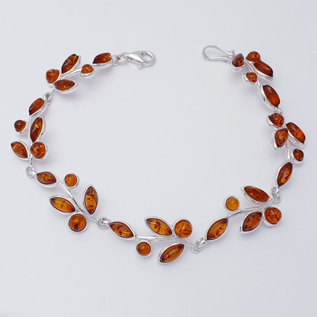 Mixed or Toffee Amber Sterling Silver Spring Bloom Bracelet