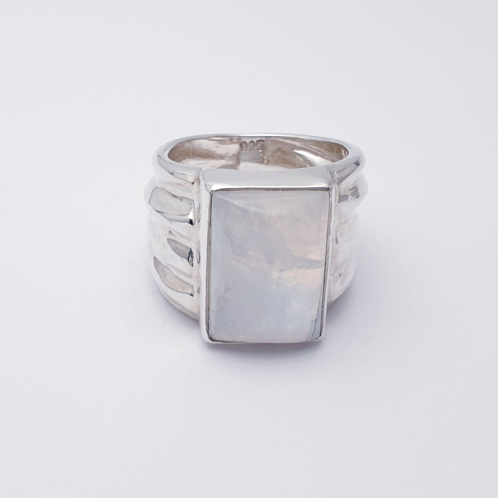 One-off Moonstone Sterling Silver Minerva Ring - Size P