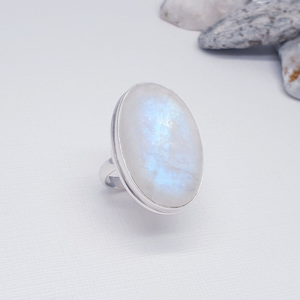 large oval moonstone ring
