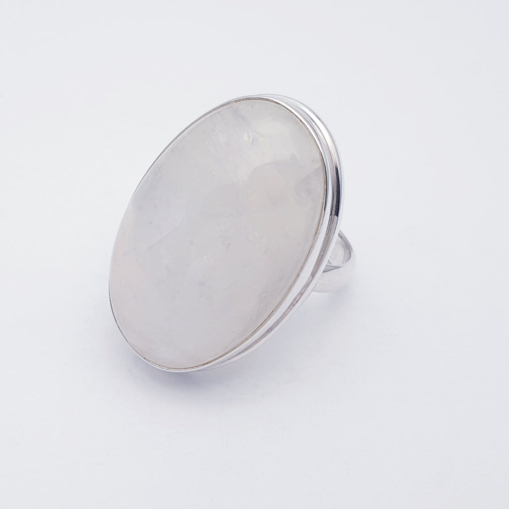large oval moonstone ring front view