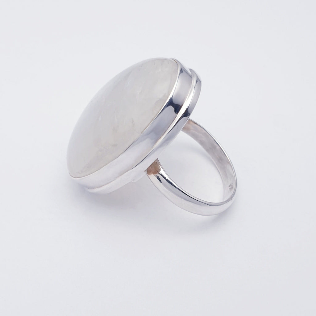 large oval moonstone ring side view